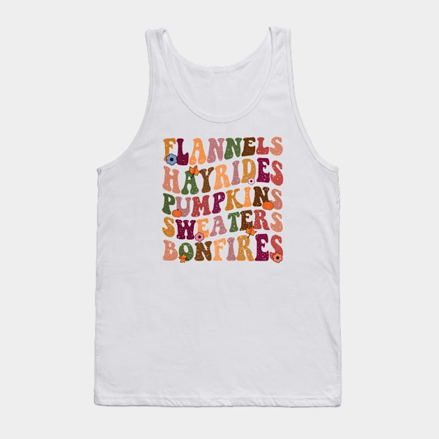 Flannels Hayrides Pumpkins Vintage Sweaters Bonfires Tank Top by DigitalCreativeArt